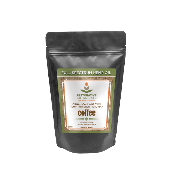 Whole Bean Peruvian Coffee – Premium Medium-Roast – Infused with Whole Plant Colorado Hemp Extract!