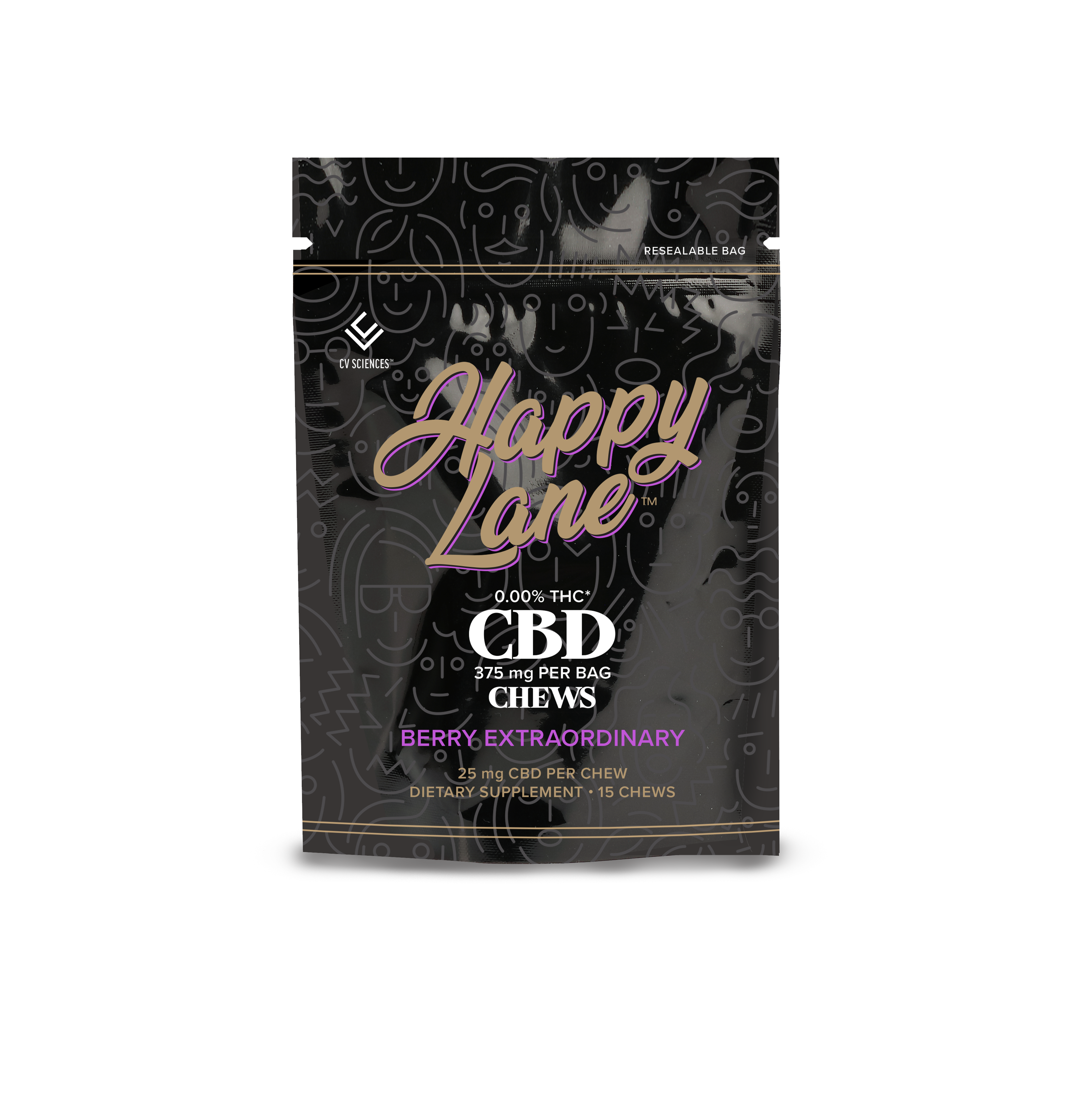 Happy Lane Chews - 25 mg Berry Extraordinary - 15 ct
